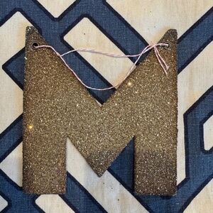 Vintage Large Letter M w/ German Glass Glitter 5.5x6" Wendy Addison
